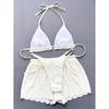 Ruffled Firlled Halter Bikini Women Swimwear Female Swimsuit Three-pieces Bikini Set With Shorts Bather Bathing Suit Swim