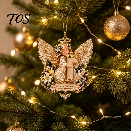 Christmas Tree Hanging Cash Holder Angel Ornament, Acrylic Money Pendant for Festive Gift Holiday Decoration, Seasonal Keepsake Container Gifts