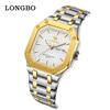 Luxury Men Square Wrist Watch Octagon Case Stainless Steel Band Quartz Watches Dual Day‑Date Luminous Waterproof