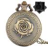 Romantic Retro Rose Flower Bronze Quartz Pocket Watch Women's Necklace Pendant Pocket Clock Gift Antique Stylish Timepiece