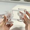 Корейский стиль гравированный тисненый маленький бокал стеклянный стакан для ликера соджу сакэ короткий стакан на ножке