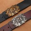 Retro Pure Cowhide Faucet Belt Men's Cowhide Smooth Buckle Fashionable Belt