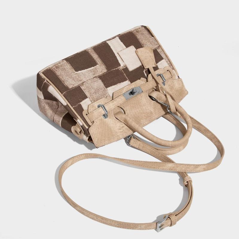 Cool and Stylish Platinum Bag, Women's New Denim High-end Feel, Spliced Handheld, Single Shoulder, Crossbody