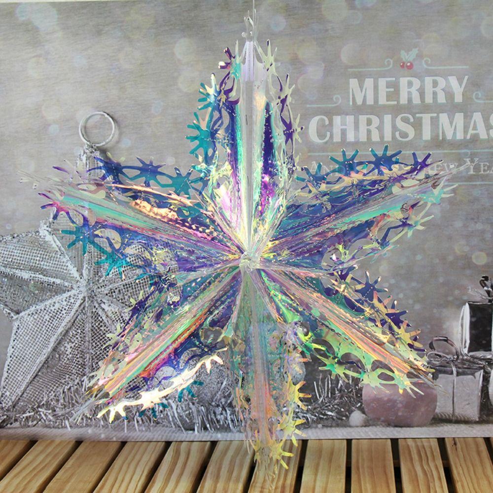 2PCS Large Foil Ceiling Garlands Decorative Honeycomb Snowflake Iridescent Snowflake  Party