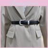 Women Trendy Solid Color Leather Belt With Metallic Buckle For Everyday Style