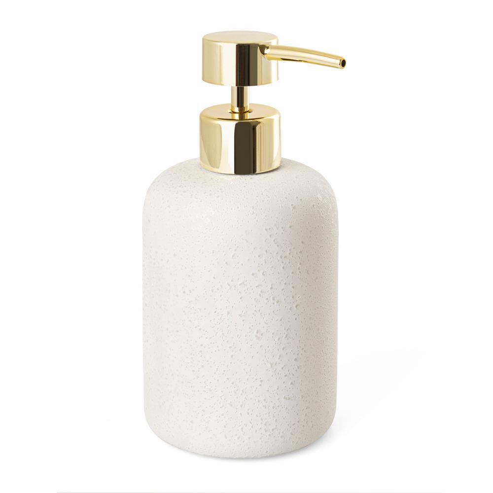 Soap dispenser 400 ml AWD INTERIOR 1912 Bonita white gold stoneware