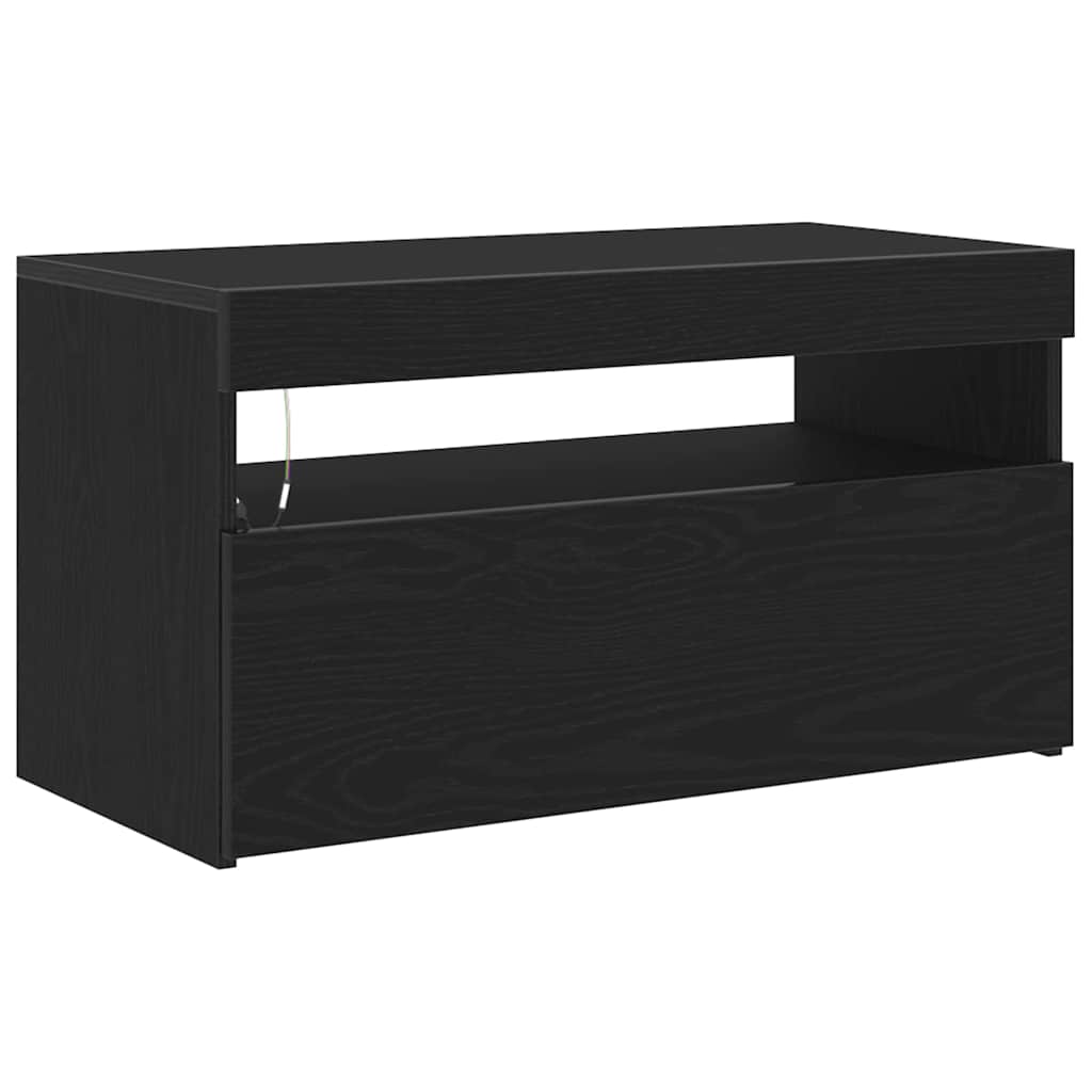 TV Cabinet Black Oak Effect 75 x 35 x 40 cm Engineered Wood