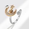 Star Moon Ring European And American Fashion Star Moon Rotating Ring Women'S Opening Ring