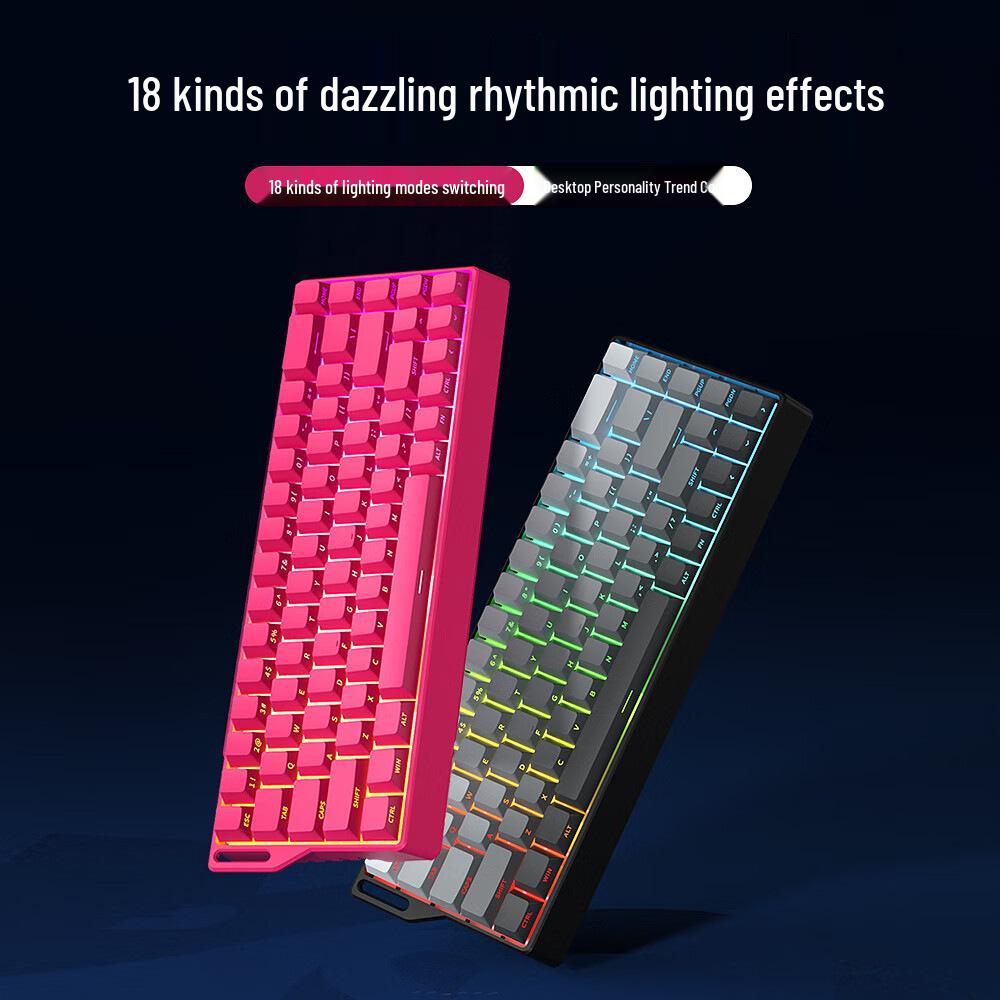 K68 Трехрежимная проводная RGB механическая игровая клавиатура, 68 клавиш