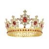 Round Full Circle Bridal Crown Baroque Alloy Rhinestone Crown Wedding Headdress Bridal Crown