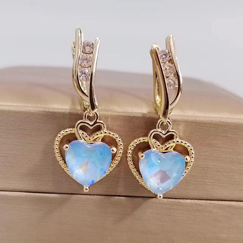 Новые роскошные градиентные цветные серьги с цирконием в форме сердца для женщин и девочек, модные серьги золотого цвета, вечерние ювелирные аксессуары