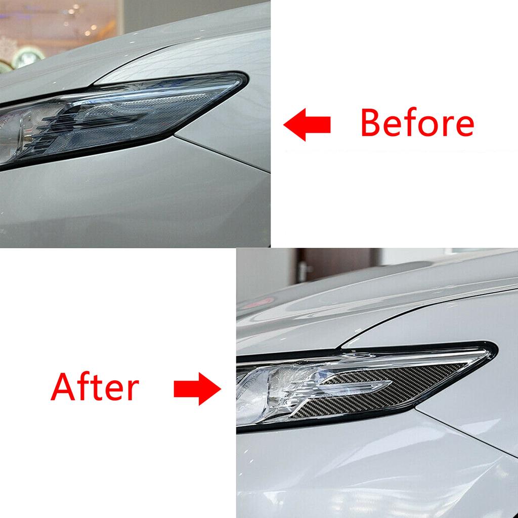 Углеродное волокно, передняя фара, боковая габаритная лампа, крышка для бровей, век, кромок глаз, наклейка, отделка, наклейки для Toyota Camry