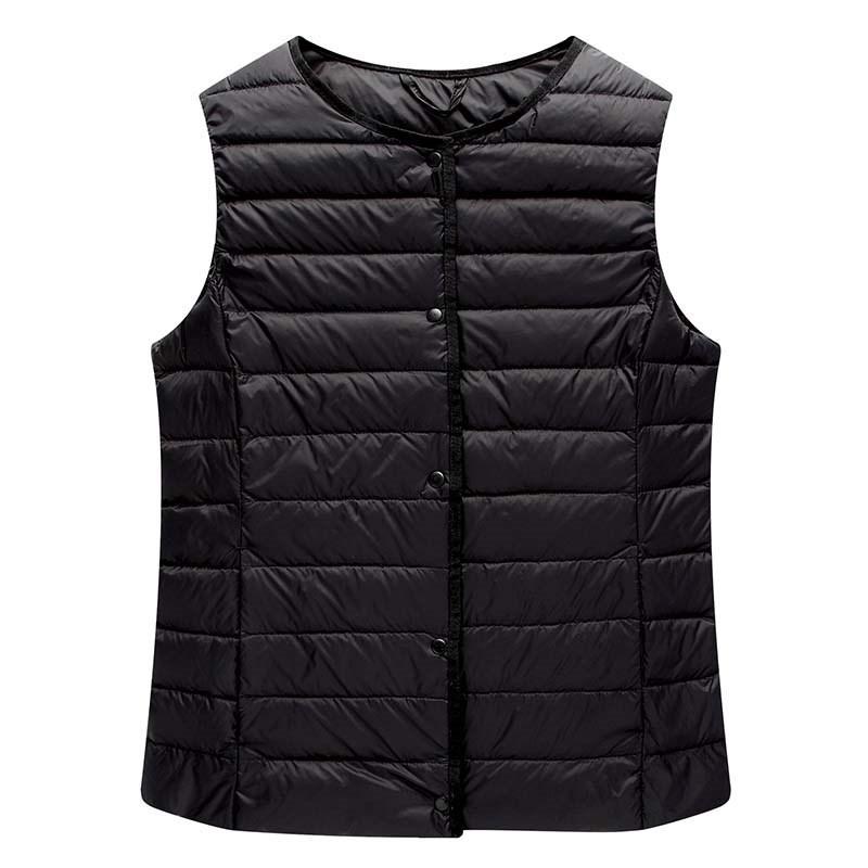 Women's Winter Lightweight Cropped O Neck Sleevelees Solid Color Plus Size Liner Tank Top Down Vest M-3XL