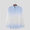 INCERUN Men Lapel Neck Long Sleeve Gradient Buttons Tops Casual Spring Oversized Shirts