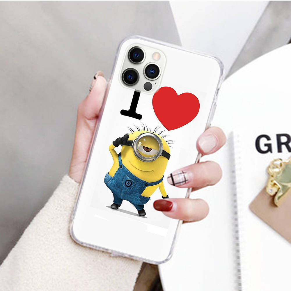 JM29 Я люблю Minion Прозрачный чехол для Samsung A04 A14 A23 M33 M53 Realme 10 9 C35 C55 VIVO Y02 X80 Infinix Hot 30 Note 11 Tecno Spark 8P Pro