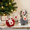 Pom Pom Reindeer Christmas Ornament Plush Elk Hanging Ornaments Wooden Deer Slices Xmas Tree Pendants for Home Party Holiday Decor