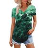 Women's Fashion Casual Short-Sleeved Floral Print T-Shirt Shirt Temperament Shirt V-neck Top