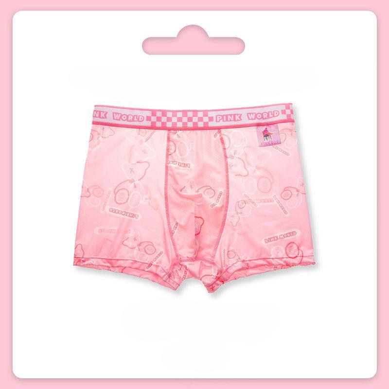 Милое мужское нижнее белье, шорты из ледяного шелка, антибактериальные летние трусы-боксеры с разрезами