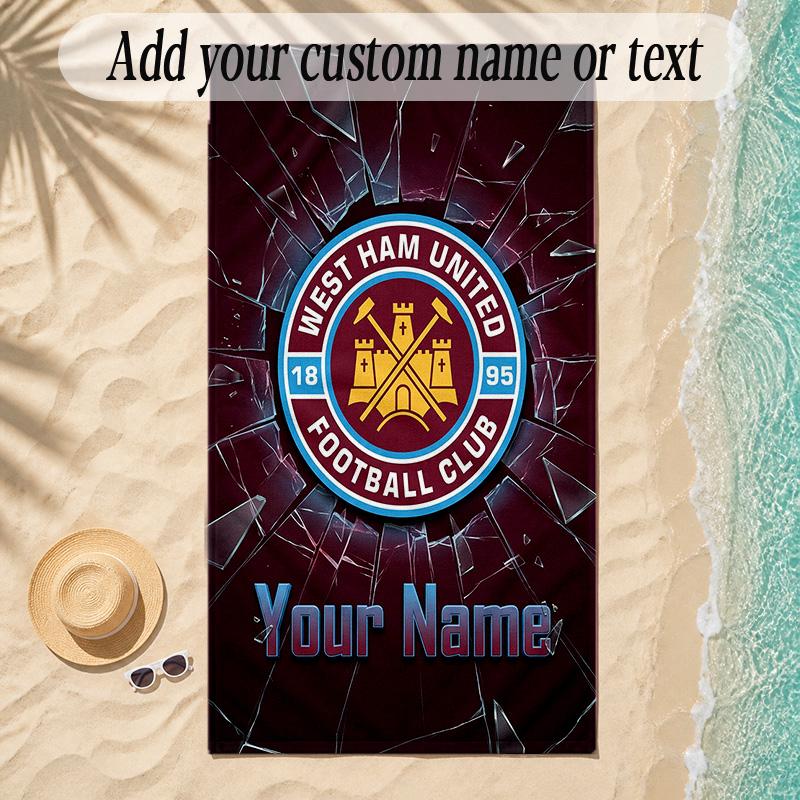 Beach TowelWest Ham United FC Custom Name Text Personalized Soft Towel for Beach Pool Indoor Home Decor Gift