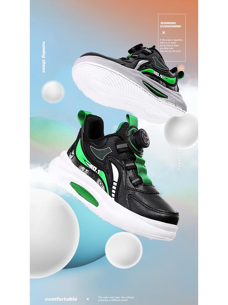 2024 Spring/ Autumn Boys' Leather Sneakers- Waterproof, Non-Slip, Soft Sole- Ideal for Students' Sports.