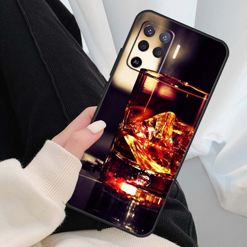 Кейс для напитков с виски и льдом для сигар для Oppo A18 A38 A58 A78 A98 A80 A60 A40 A96 A76 A16 A94 A74 A54 A15 A17 A57 A77 A5 Pro