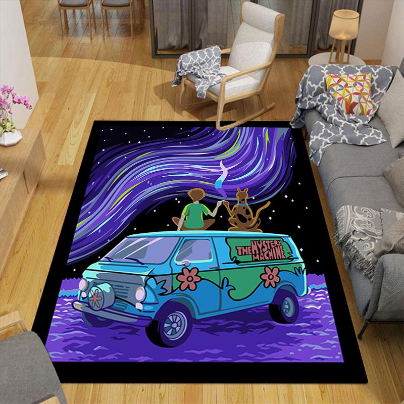 1Pc Mystery Machine Adventure Rug, Office Carpet Indoor Outdoor Doormat, Non-Slip, Comfortable, Living, Christmas Halloween, Xmas Gift L1563