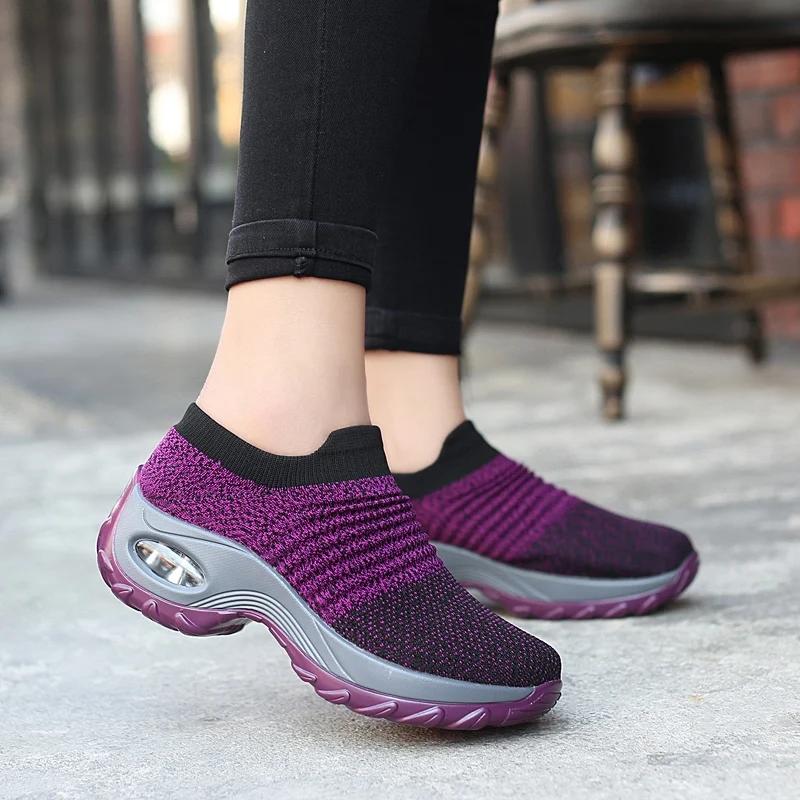 Women Casual Shoes Fashion Cushioned Wedge Sneakers Walking Sports Shoes Mesh Platform Female Running Shoes Zapatillas De Mujer
