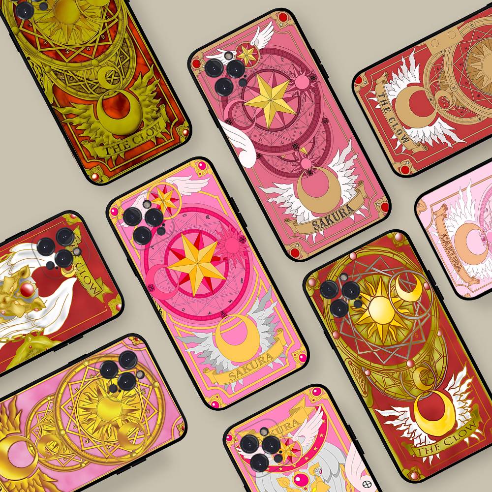 Чехол для телефона Anime C-CardcaptorS S-Sakura для iPhone 17 16 15 14 13 12 11 Pro Max Plus Черный