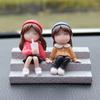 2Pcs/Set Car Dashboard Doll Creative Little Girls with Balloon Grass Pad Steps Ornament Decoration Auto Interior Accessories #469411