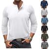 Men's Long-sleeved T-shirt Round Neck Henley Shirt Fashion Men's Body Shirts Versatile Casual Tops