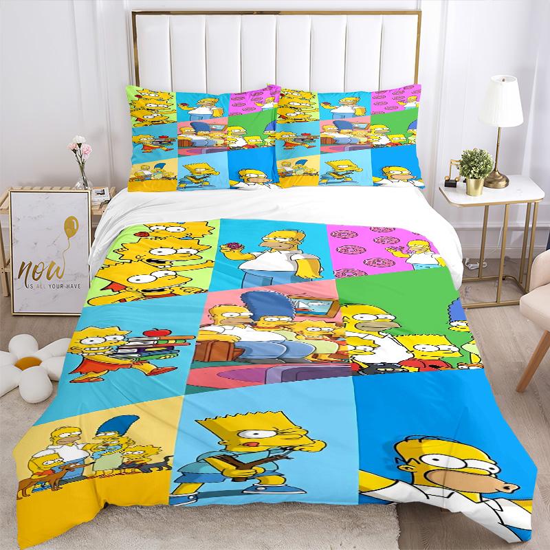 Simpsons Family Print 3Pcs Bedding Setduvet Cover With 2 Bedropillowcase Home Birthday Gift