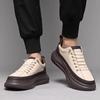 Кожаная Модная Мужская Обувь Толстая Подошва Мужская Повседневная Обувь Роскошный Бренд Мужские Удобные Кроссовки для Отдыха Новая Мужская Обувь на Шнуровке