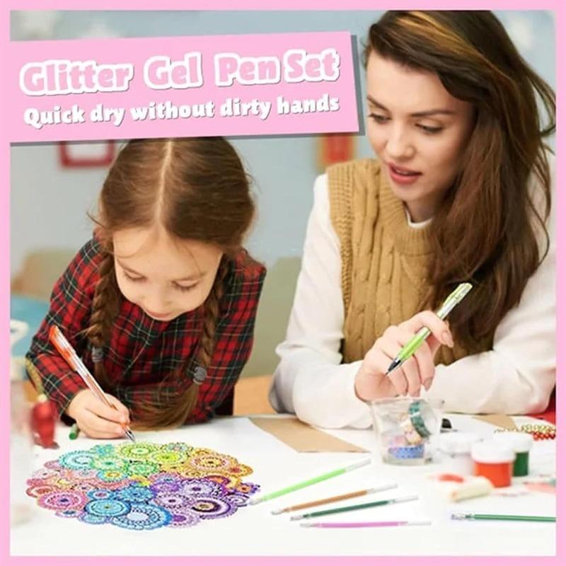 Glitter Gel Pens, Multicolor Glitter Pens for Writing, Drawing, Crafting (12 Colors)