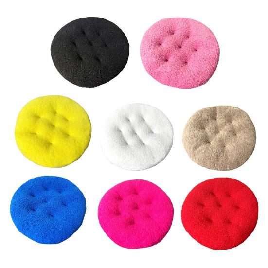 Подушка на сиденье Круглый дизайн Футон Пушистая поверхность из короткого плюша Очень толстая подушка для стула/пола Противоскользящий дизайн Однотонная подушка для стула