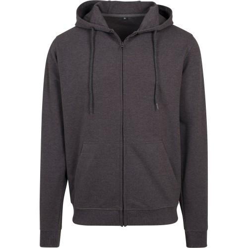 Build Your Brand Mens Plain French Terry Full Zip Hoodie
