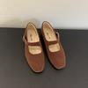 French Retro Red Mary Jane Shoes Women's 2025 New Autumn Temperament Square Head Ballet Flat Bottom Shallow Mouth Single Shoes