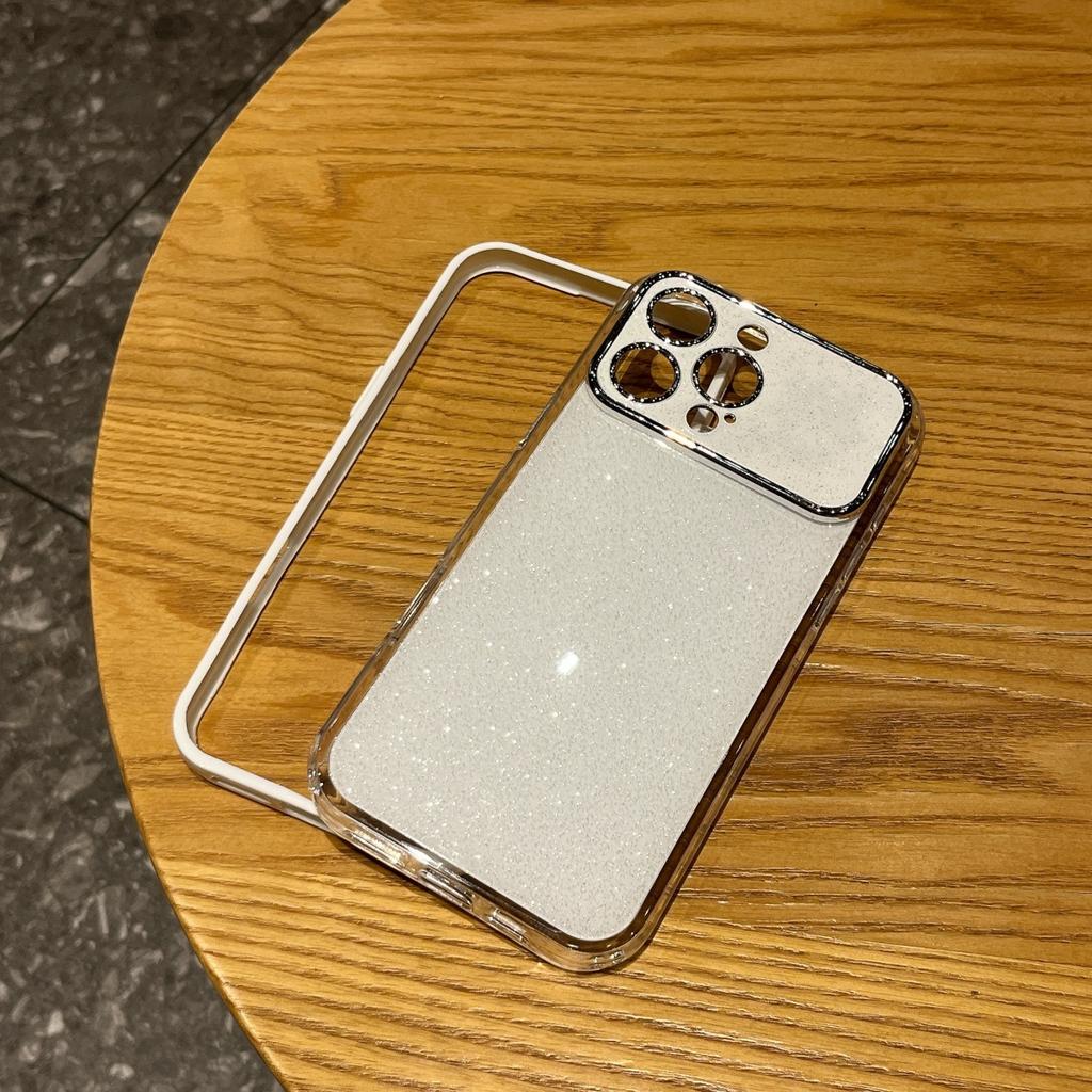 Роскошный блестящий чехол-окно для камеры со стразами для iPhone 17 Air 16 15 14 Plus 13 12 11 Pro Max Ударопрочный бампер Глянцевая крышка
