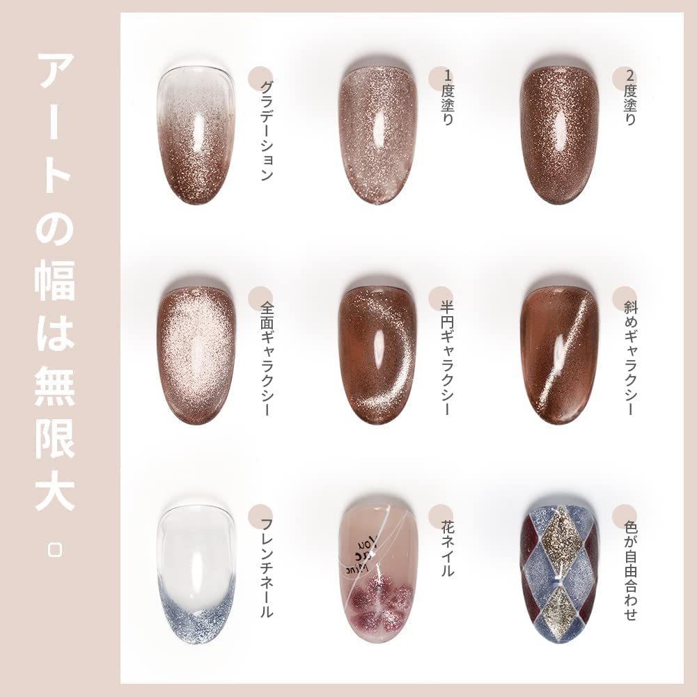 Gel Nail Magnet Gel Coikaze Eye Gel 6 Color Set Galaxy Color Gel Eye Eye Compatible Cat's Cat's Cat's UV/LED (Magnet Gel-02)