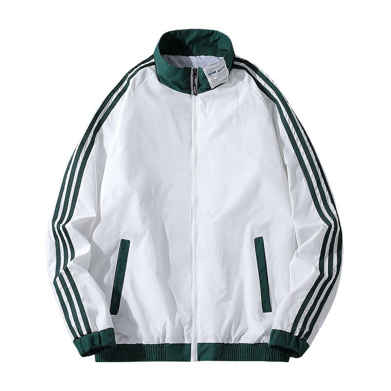 Весна и осень новые куртки мужские стоячий воротник тренчкот верх зеленые полосы все спортивные повседневные пальто тренд