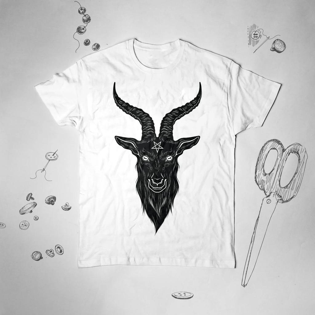Satan Shirt for Men Women Girl Tee Goth Occult Graphic Shirt Guy Animal Goat Gothic Baphomet Pentagram Unisex Shirt Gift Idea