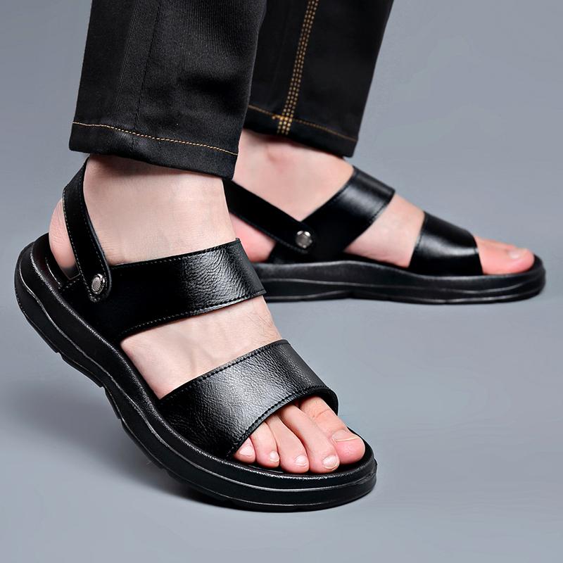 Модные летние мужские удобные сандалии с открытым носком и мягкой подошвой, модные уличные мужские дышащие рукава, нескользящие пляжные туфли на толстой подошве