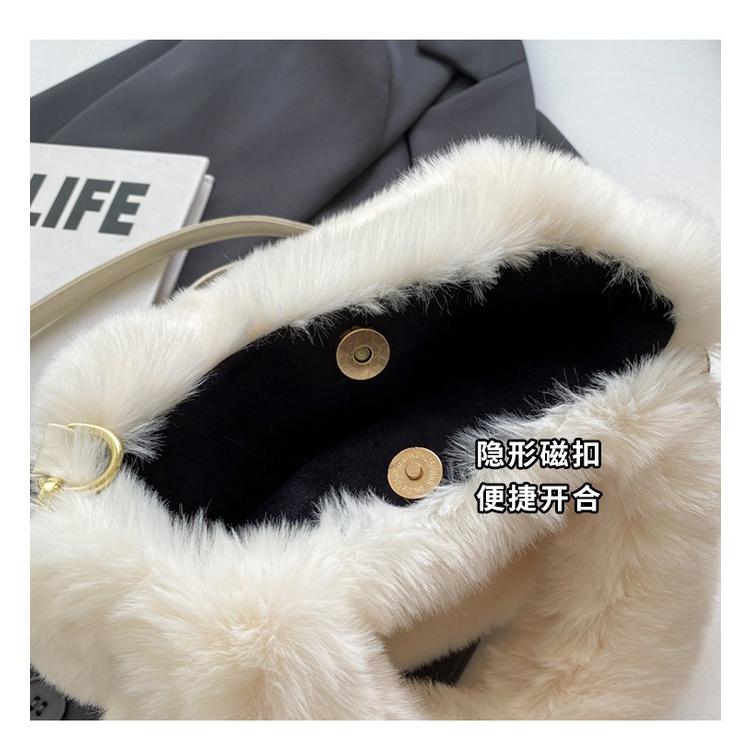 IELGY Женская меховая сумка, переносная плюшевая сумка-ведро через плечо с рисунком из мультфильма