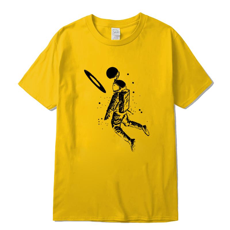 Mens Tshirt High Quality 100 Cotton Funny Moon Astronaut Print Summer Casual Loose Men Tshirt Oneck Male Tshirt Tees Tops