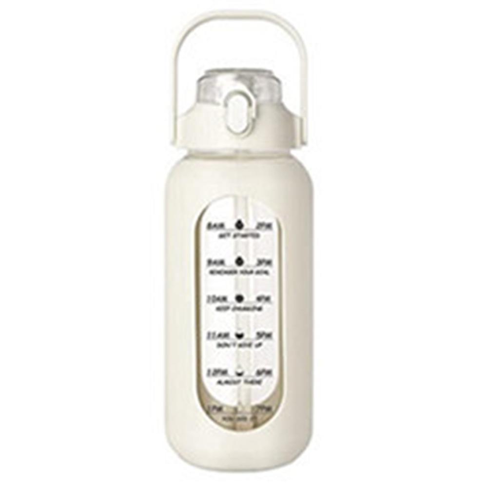 Borosilicate Glass Bottle With Time Marker Water Bottle Non-Slip Protective Silicone Sleeve Outdoor Hiking Travel Hydration Goal