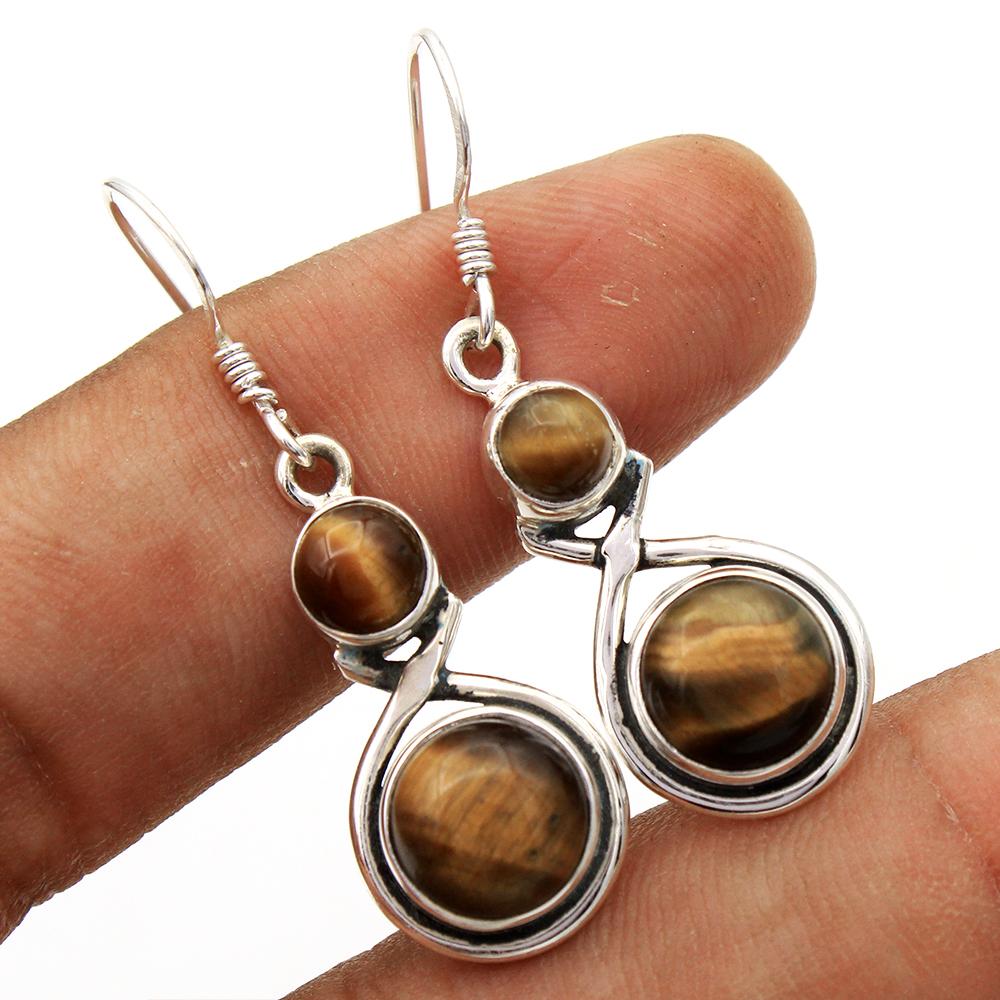 Серьги женские из стерлингового серебра 925 пробы с натуральным лабрадоритом