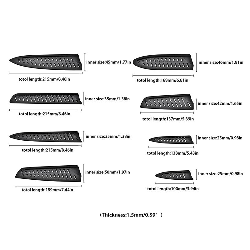 Kitchen Knife Sheath Black Plastic Knife Covers Knife Blade Protector Cover Edge Guards Case Boning Fruit Bread Chef Knife Tool