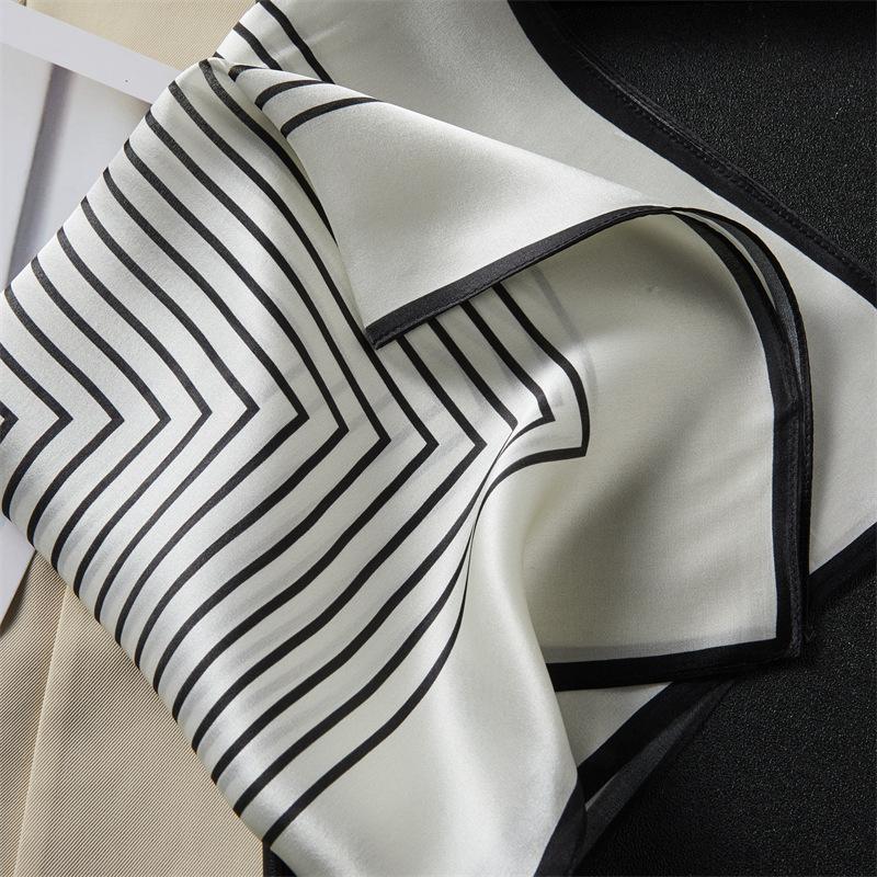 Spring new silk silk scarf women's 111 mulberry silk 11 silk scarf versatile fashion simple striped silk square scarf