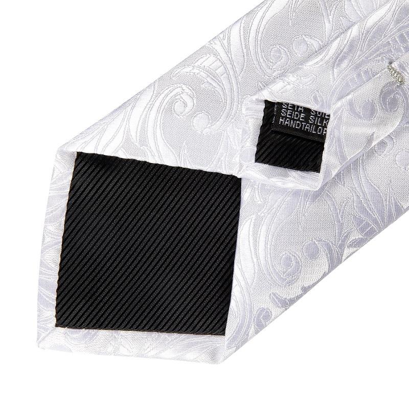 Классические мужские шелковые галстуки, модные белые вечерние галстуки с узором пейсли и цветочным принтом, карманные квадратные запонки, набор галстуков, мужской подарок DiBanGu