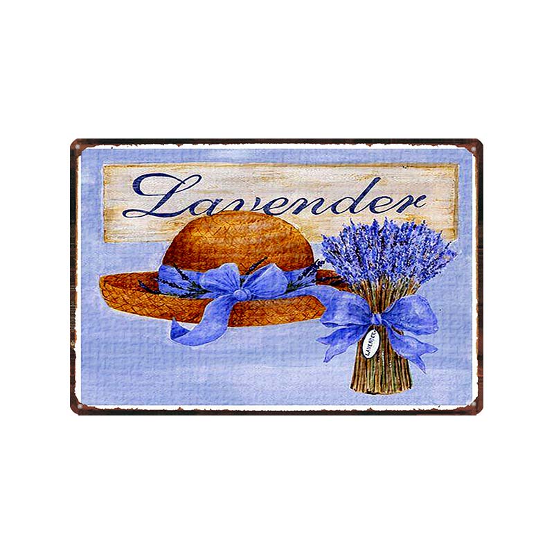 Садовая металлическая пластина лаванды с фиолетовым цветком, оловянные знаки для фермерского дома, табличка, настенное искусство, домашний сад, винтажный декор