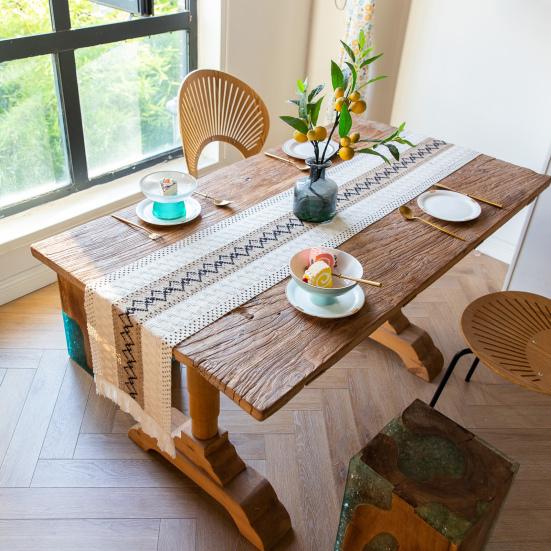 Настольный бегун с кисточками, полый дизайн, защитная скатерть для украшения обеденного стола, фермерского дома